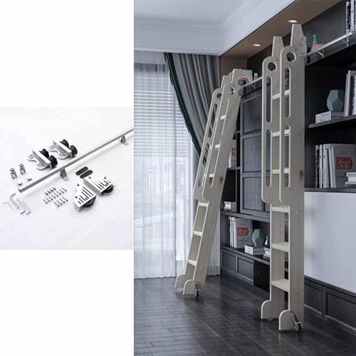 Retractable Library Rolling Ladder Hardware Kit - Sliding Library Ladder Black Track Kit,Stand Up Tensible Rolling Hardware, Floor Wheels With Brakes, Glides Qui(Size:400cm(13.1 ft) track kit,Color:A)