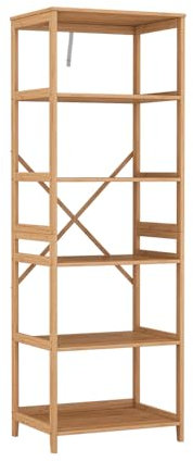 Vicco Bücherregal Novaro, Bambus, 48.3 x 140.3 cm mit 6 Fächern