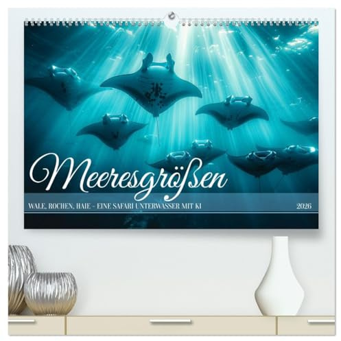 Meeresgrößen (hochwertiger Premium Wandkalender 2026 DIN A2 quer), Kunstdruck in Hochglanz: Die schwebenden Giganten der Meere - Wale, Rochen, Haie (CALVENDO Tiere)