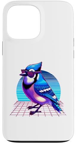 Cool Blue Jay Bird 80s Retrowave 90s Vaporwave Blue Jay Bird Case for iPhone 13 Pro Max