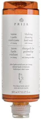 Prija Flüssigseife vitelisierend mit Ginseng 360ml Cysoap Drückspender Kartusche/Flakon für Spender, Quetschspender, Wellness Spa Hotel Italien (18x 360ml)