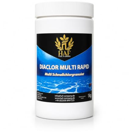 HAF Multi Chlorgranulat für Pool & Schwimmbad (1 x 1 kg Dose) – Multi Schnellchlorgranulat zur Schockchlorung & Stoßchlorung – schnelle Pool Desinfektion & klares Wasser – Made in Spain