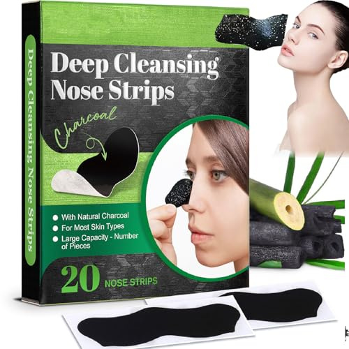 20 Pcs Blackhead Remover Nose Strips – Deep Cleansing Charcoal Pore Strips for Women & Men, Removes Blackheads, Refines Pore Appearance, Oil Control for All Skin Types
