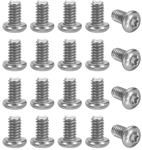 sourcing map 20ps Pocket Clip Screws T6 Torx Head 3.5mm Thread Length White | Folding Knife Fasteners Stainless Steel Electroplated Shaft Pivot Pins Screws for Blade Fixing