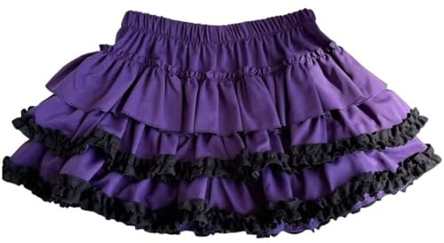 Fituenly Gonna Corta Y2k Kawaii Harajuku, Minigonne Viola, Gonne alla Moda Lolita, Abiti Gotici, Gonna con Elastico in Vita, Abito Lungo Fino a metà Lunghezza