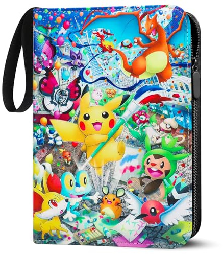 Sammelkarten Album for pokemon - 900 Karten Kapazität Sammelalbum Groß | 50 Doppelseitig,9 Taschen/Seite,Wasserdicht Hefter,PU-Leder,mit Reißverschluss,perfekt für Sammler