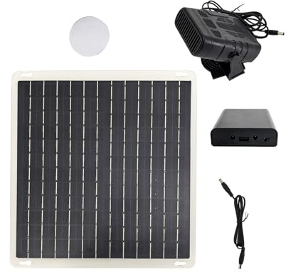 Yechiry Solpanel Bilvärmare och Defroster, Bärbar Soldriven Värmefläkt, Bilvärmare med Säker Temperaturkontroll, Idealisk för Bilar, Hönshus och Växthus