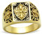 BOBIJOO JEWELRY - Ring Siegelring Herren Damen Stahl Gold Ende Schwarz E-Mail Templer Kreuz Wappen - 21 (11 US), Vergoldet - Edelstahl 316