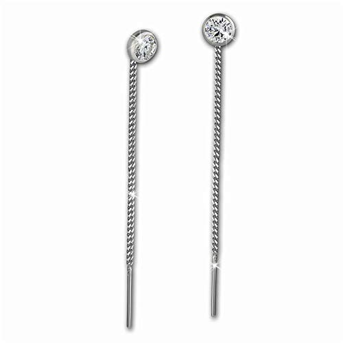 SilberDream Ohrringe 3mm für Damen 925 Silber Ohrhänger Zirkonia weiß SDO5963W Silber Ohrhänger