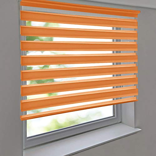 Doppelrollo Premium 165 x 160 cm orange - Duorollo Vario Seitenzug zum Anschrauben freihängend für Wandmontage und Deckenmontage - inkl. Metallträger