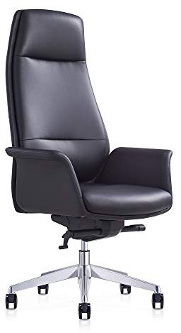SalesFever Bürostuhl Cocoon | höhenverstellbar | Bezug Kunstleder in Schwarz | verchromtes Gestell | Rückenlehne mit Lordosenstütze | komfortable Armlehnen