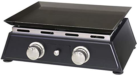 LOLAhome Plancha de Gas portátil Sanne con 2 quemadores de Acero Negra de 36x48x22 cm