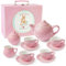 Jewelkeeper - Juego de té para niñas, Servicio de té Juguete de Porcelana, vajilla Infantil de 13 Piezas - Diseño de Lunares Rosas