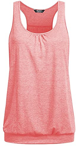 UNibelle Tank Top Damen Yoga Shirt Top Sport Tanktop Ärmellos Racerback Fitness Oberteil Training, Rosa, L