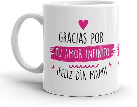 Kembilove Taza de Cerámica regalo día de la madre – Tazas Desayuno para Mamá con Mensaje Gracias por tu amor infinito – Tazas originales – Regalo para madres