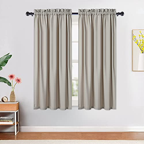 CAROMIO Cortinas de Panel Repelente al Agua Cortinas Modernas de Panel de Cocina con patrón en Relieve Cortinas Cortas para Ventanas pequeñas Cortina Corta, 2 x W 76 cm x H 114cm, Taupe, Juego de 2