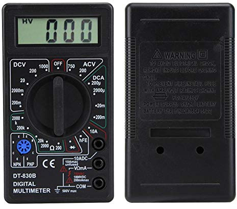 Jeanoko DT-830B 10A Black Multifunctional 9V Battery Portable LCD Digital Multimeter Amp Volt Ohm Tester Voltmeter Ohmmeter Meter(DT-830B Black)