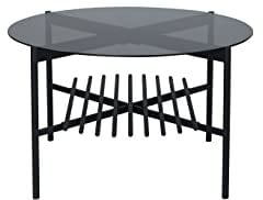 Venture Home 15604-888 Table Basse en Verre et métal Noir Verre fumé