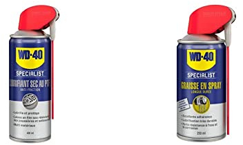 WD-40 Specialist Lubrifiant Sec Au PTFE Anti Friction • Lubrifie en laissant un film sec • 400 ML, 1 unité & Graisse en Spray Double Position • Longue Durée • 250ML