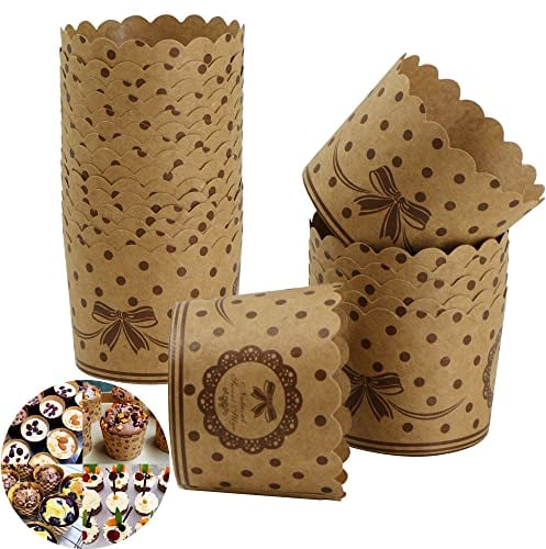 Papel Magdalenas moldes Cupcakes Hornear - 50 unidades, tazas para hornear papel kraft magdalenas, postres, bodas, cumpleaños, fiestas, resistentes a altas temperaturas, color marrón