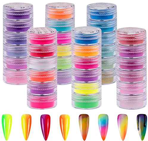 Duufin 36 Stück Pigment Nagelpulver Pigment Nagel Pulver Glitzer Pulver Nagelpuder für Nagel Kunst Dekoration
