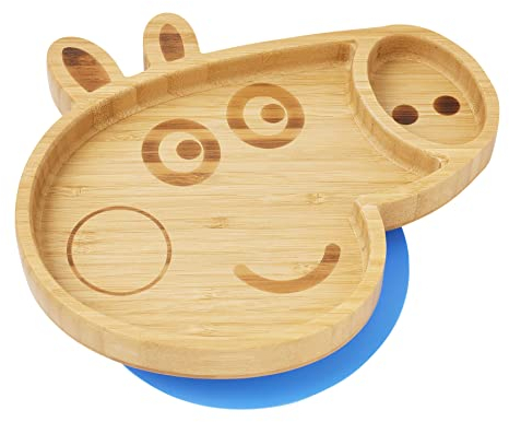 bamboo bamboo X Peppa Pig Baby Plate and Toddler Plate, Suction Plate for Feeding and Weaning, Bamboo George Pig Plate with Secure Suction, Suction Plates for Babies from 6 Months (George Pig)