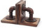 LINKPIPES Serre-Livres de Table en Bois Rustique et Industriel, Support de Livres Robuste pour Livres et Films 1 Paire (Rouge Bronze)