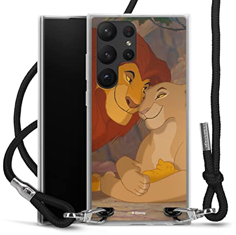 Carry Case kompatibel mit Samsung Galaxy S23 Ultra Hülle mit Band Handykette zum Umhängen schwarz König der Löwen Disney Liebe
