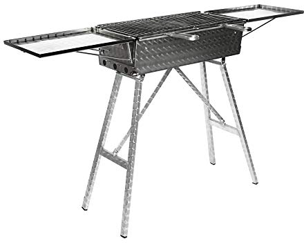 Komfort-Grill 60x30cm V2A Mangal Klappbar Handarbeit Türkischer Russischer Adana Kebab Grill Schaschlik Holzkohlegrill мангал Şiş Kebap Izgara (Mit 2x Ablagen, 2x Grillrost)