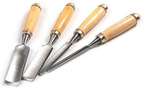 OITTo Carpenter Engraving Chisel Set, Circular Chisel Wood Carving Tools Gouges Kit Chrome Vanadium Steel Wood Carving Gouge DIY Chisels for Beginners Hobbyists, 4Pcs