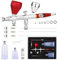 NEOECO SJ83 Airbrush, Self-Centring Plug-in Nozzle，0.2, 0.3 & 0.5mm Nozzle Sets and 1/3 oz Cup, Dual-Action Gravity Feed Airbrush with 1/3 oz,2/3 oz,4/3 oz Replacement Cups (RED)