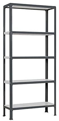 Wohnregal Living Koala Metal mit 5 Fachböden | HxBxT 180x100x30cm | Fachlast 150kg | Anthrazit/Weiß Zimmerregal, Standregal, Bücherregal, Küchenregal, Kellerregal, Steckregal, Garagenregal, Lagerregal