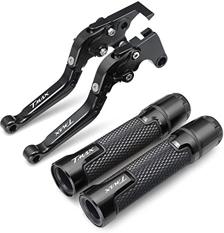 MOTORFISH Kit de poignées de guidon de frein à main pliables et extensibles en aluminium pour Yamaha T-MAX 500 530 560 2001-2020 (T-MAX 2001-2007, kits-noir)