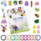OHSN 3D Stift Vorlagen Zubehör Schablonen 3D-Druck-Zeichenbuch, Wiederverwendbare Bunte 40 Muster Dickes Papier Vorlage 3D-Stift Kinder DIY Geschenk，Mit 12 FarbenPLA,4 Fingerkörbchen