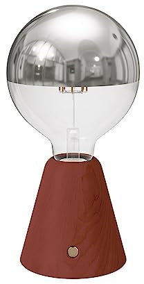 creative cables - Lampe portative LED rechargeable Cabless01 avec ampoule globo demi-sphère argent - Avec ampoule, Terracotta