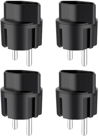 Adaptateur Voyage pour Prise, Prise Adaptateur Suisse/Liechtenstein vers UE, Prise Suisse 3 Broches vers Prise 2 Broches DE/FR/IT/ES, Max. 250 V / 2500 W