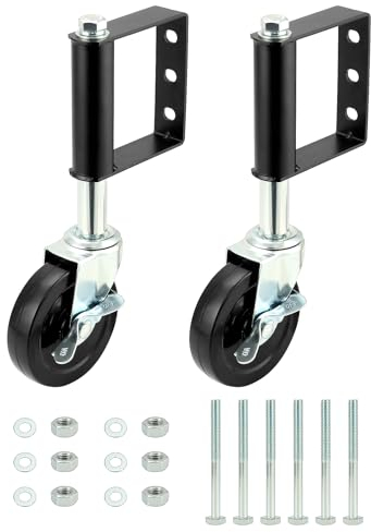 QWORK® 2 Pack 4 Heavy Duty Wheel, Spring Loaded Gate Wheel, 100KG Load Capacity, With Side Lock Brake