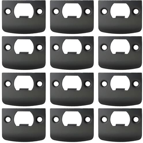 EATAKWARD 12 PCS Door Strike Plate, Black Deadbolt Strike Plate with Srews, Stainless Steel Deadbolt Covers Door Reinforcement Kit