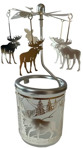 Silberfarbenen Karussell Windlicht Elch