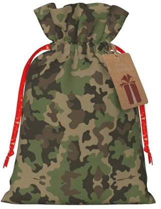 Grüne Camouflage-Geschenktüten aus Jute, ideal für Geburtstage, Jubiläen, kunstvolle Stoff-Geschenktüten für alle Anlässe
