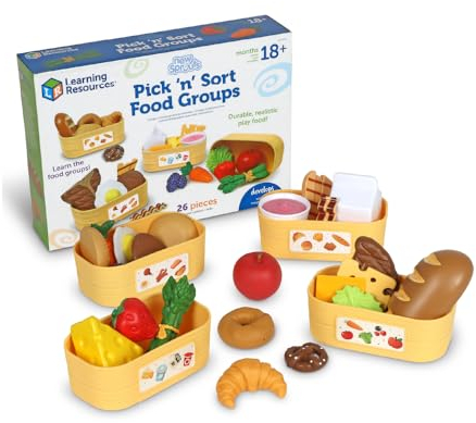 Learning Resources New Sprouts Groupes d'aliments à Trier, Jeu de marchands, Jeu d'accessoires de Cuisine, Jeu d'aliments pour Tout-Petits, dès 18 Mois