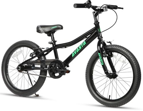 AVASTA 20 Zoll Kinderfahrrad für 6 7 8 9 10 Jahre alte große Kinder Jungen Mädchen Teenager mit Dual Handbremsen & Kickstand und verstellbarem Sitz,Schwarz
