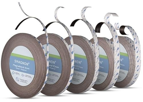 Smagnon - Magnetband Einzel oder Kombi in vielen Breiten, Magnete für Fliegengitter, Büro, Magnetwand oder Haushalt, Länge:1 Meter, Breite Magnetband:6mm Einzel