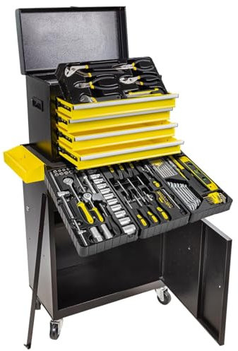 WMC TOOLS Professioneller Werkzeugwagen mit 253-teiligem Werkzeugset - Robust & Mobil, 700x600x290mm