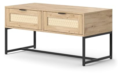 Vicco Wohnzimmertisch Natal, Wohnzimmertisch mit Schublade, Eiche, 100 x 48 cm mit Zwei Schubladen