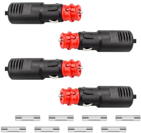 RYAN 4 Piezas Enchufe Mechero 12V/24V Enchufe Mechero Con Fusible de 8A Conector Macho Para Mechero Adaptador Para Encendedor de Cigarrillos Para Automóviles Camiones Motos