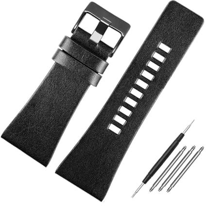 PUCHEN Armband aus echtem Leder Schwarz/Braun Uhrenarmband 22 mm – 32 mm Großes Zubehör für Herrenuhren,32mm