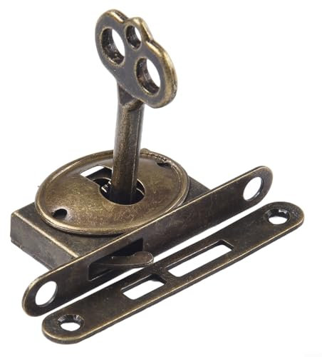 HEBEOT Serratura vintage per armadietti, antica serratura per cassetti, serratura per mobili antichi per scatole di gioielli, scatole di legno, cassetti, armadio 5,6 cm x 2 cm (1 pezzo)