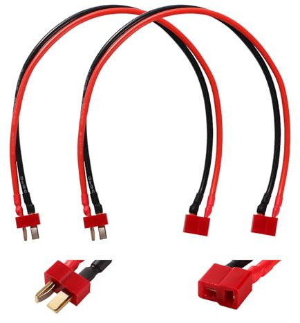 YIXISI 2 Stücke T-Stecker Verlängerungskabel, Deans T Stecker auf Deans T Buchse Adapter mit 30cm 14AWG Silikondraht, T-Stecker Adapter Verlängerungskabel, für RC Lipo Akku FPV Drone