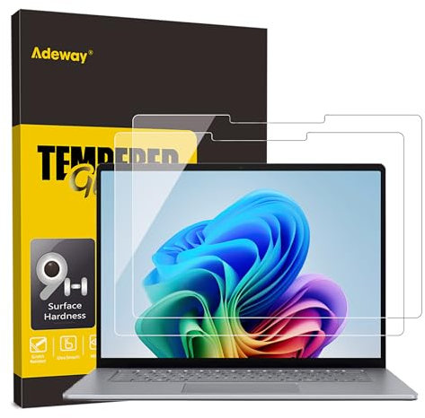 Adeway Pellicola Protettiva per Schermo per Surface Laptop 7 15 Pollici (AIPC 2024), Vetro Temperato con Durezza 9H, Installazione Facile, Ultra Chiaro, Compatibile con Surface Pen,2 pezzi